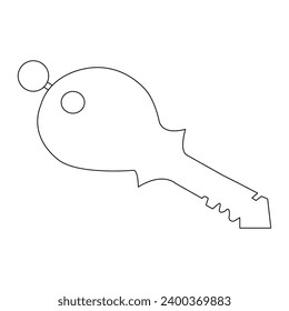 Continuous single line art drawing of lock key outline vector illustration