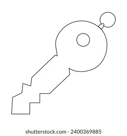 Dibujo continuo de una sola línea de dibujo de la ilustración del vector del contorno de la clave de bloqueo