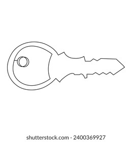 Continuous single line art drawing of lock key outline vector illustration