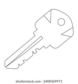 Continuous single line art drawing of lock key outline vector illustration