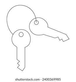 Dibujo continuo de una sola línea de dibujo de la ilustración del vector del contorno de la clave de bloqueo