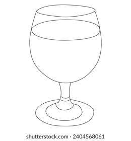 Dibujo continuo de arte de una sola línea de un elemento de bebida de contorno de vidrio de vino ilustración vectorial