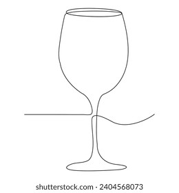 Dibujo continuo de arte de una sola línea de un elemento de bebida de contorno de vidrio de vino ilustración vectorial