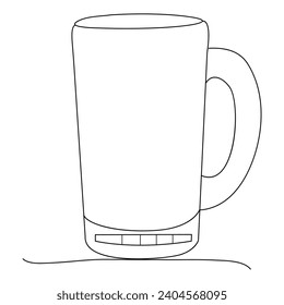 Dibujo continuo de arte de una sola línea de un elemento de bebida de contorno de vidrio de vino ilustración vectorial