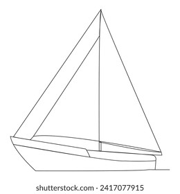 Dibujo de una línea de arte continuo en un barco de vela