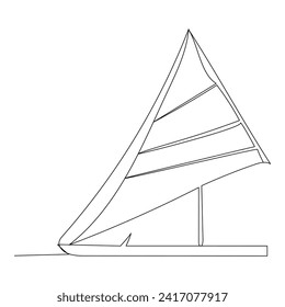 Continuous single line art drawing one line illustration art on Sailboat