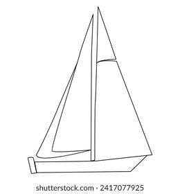 Dibujo de una línea de arte continuo en un barco de vela