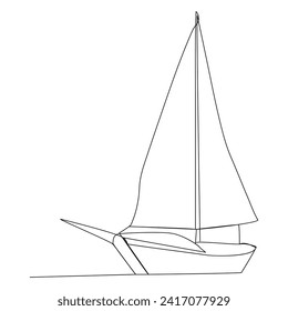 Kontinuierliche Einzeilenkunst-Zeichnung einer Linie zur Illustration auf Segelbooten