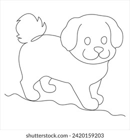 Continuous single line art drawing style of dog and single line dog drawing vector illustration