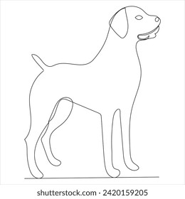 Continuous single line art drawing style of dog and single line dog drawing vector illustration