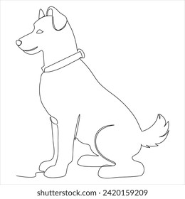 Continuous single line art drawing style of dog and single line dog drawing vector illustration