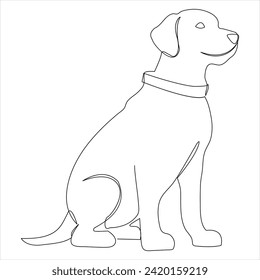 Continuous single line art drawing style of dog and single line dog drawing vector illustration