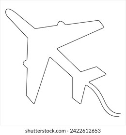 Dibujo continuo de arte de una sola línea de avión comercial y concepto para turismo turístico