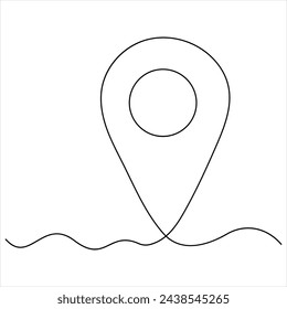 Dibujo de arte de una sola línea continua de punteros de concepto de ubicación de ruta ilustración vectorial de viaje