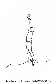 Dibujo continuo de una sola línea del jugador de voleibol para la ilustración vectorial del deporte del voleibol
