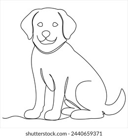 Continuous single line art drawing style of dog and single line dog drawing vector illustration