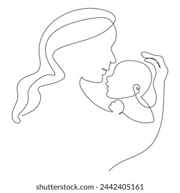 
Continuous single line art drawing one line illustration art on Baby