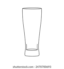 Continuous single line art drawing of wine glass outline beverage element vector illustration