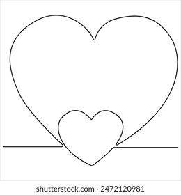Dibujo continuo de una sola línea del signo del amor Dibujo de una sola línea del corazón del amor Ilustración minimalista del amor