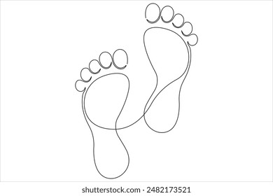 Continuous single line art drawing of human footprint icon vector illustration
