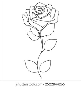 Continuous single line art drawing of beauty rose flower vector illustration