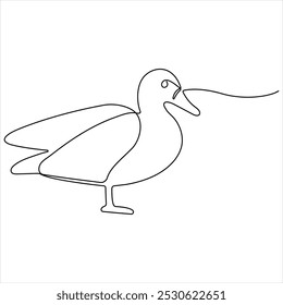 Continuous single line art drawing of pet animal duck concept single line draw vector style illustration