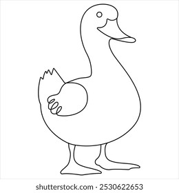 Continuous single line art drawing of pet animal duck concept single line draw vector style illustration