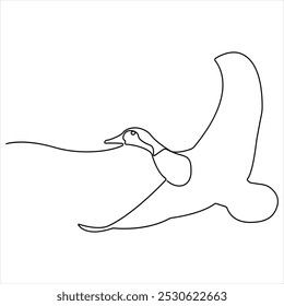 Continuous single line art drawing of pet animal duck concept single line draw vector style illustration