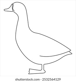 Continuous single line art drawing of pet animal duck concept single line draw vector style illustration