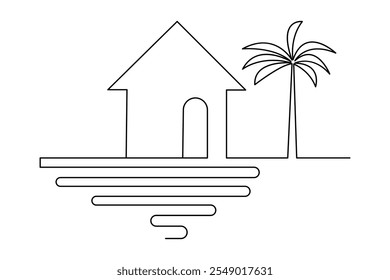 Continuous single line art drawing of Family house icon