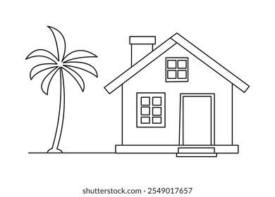 Continuous single line art drawing of Family house icon