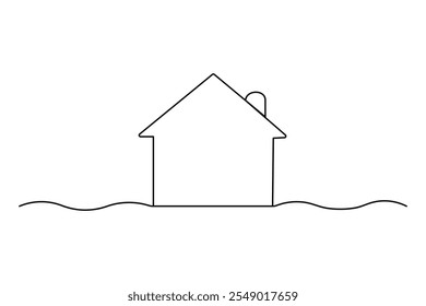 Kontinuierliche einzeilige Kunstzeichnung von Familienhaus Symbol