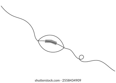 continuous single line art drawing football player in simple outline vector illustration