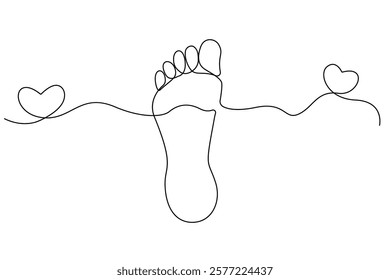 Continuous single line art drawing of the foot and sole of a human organ concept vector