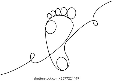 Continuous single line art drawing of the foot and sole of a human organ concept vector