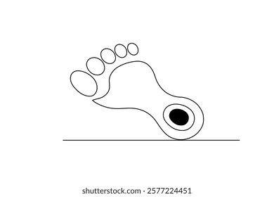 Continuous single line art drawing of the foot and sole of a human organ concept vector