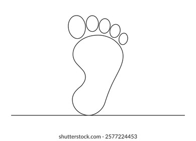 Continuous single line art drawing of the foot and sole of a human organ concept vector