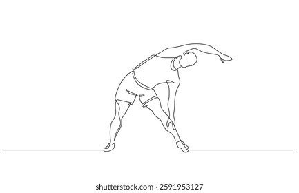 Continuous Single Line Art Drawing of Man in Fitness Pose. Sport Minimalist Concept. Male Athlete Linear Drawing in Minimal Style. Vector Outline Doodle Hand Drawn Illustration. Not AI