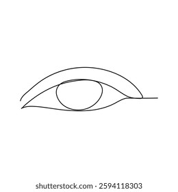 Continuous single line art drawing of human an eye that has an eye drawn on it 