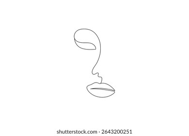 Continuous single line art and drawing of lips outline vector illustration

