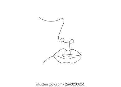 Dibujo continuo de una sola línea y Ilustración vectorial de contorno de labios

