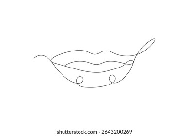Dibujo continuo de una sola línea y Ilustración vectorial de contorno de labios

