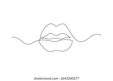 Continuous single line art and drawing of lips outline vector illustration

