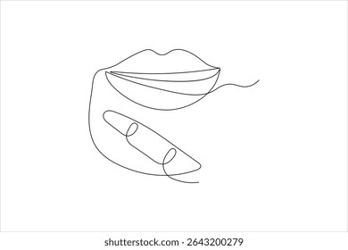 Kontinuierliche einzeilige Zeichnung und Zeichnung von Lippen Kontur Vektorgrafik

