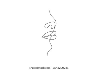 Continuous single line art and drawing of lips outline vector illustration

