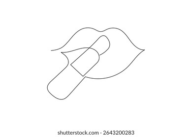 Arte contínua de linha única e desenho de lábios esboço ilustração de vetor

