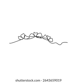 Continuous single line art drawing of plumeria flowers.