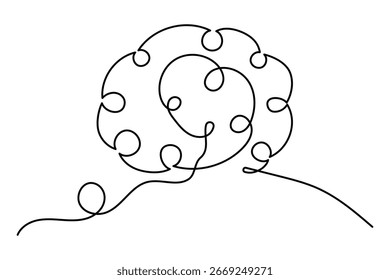 
Dibujo continuo de arte de una sola línea del cerebro humano de un Vector de concepto de órgano humano