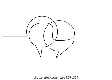 Continuous single line art drawing of the speech bubble concept vector