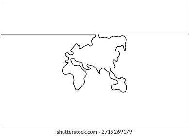 Dibujo continuo de una sola línea del mapa del mundo. Mapa de una línea de la Ilustración vectorial terrestre 